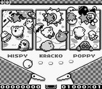 une photo d'Ã©cran de Kirby s Pinball Land sur Nintendo Game Boy